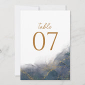 Elegante Marine Blauw Goud Marmeren Trouwtafel Num (Voorkant)