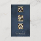 Elegante Marine Blauw & Goud Monogram Sociale Medi Visitekaartje (Achterkant)
