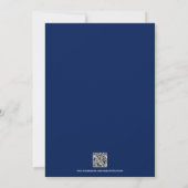Elegante Marine Blauw Goud Nautische Bruiloft QR-c Kaart (Achterkant)