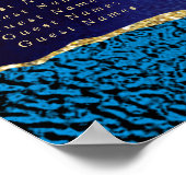 Elegante Marine Blauw & Gouden Agaat Bruiloft Zitt Poster (Hoek)