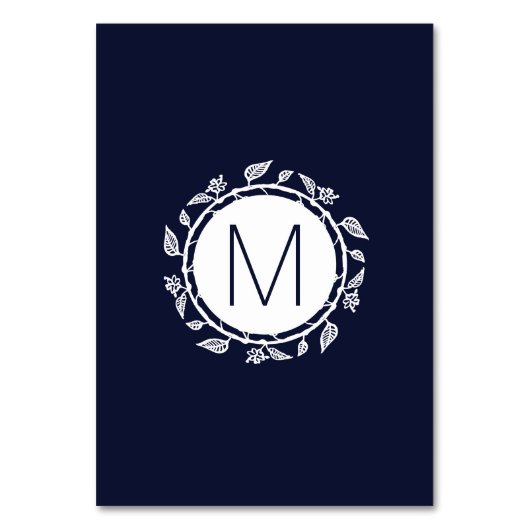 Elegante Marine Blauw Wit Bloemen Tafelnummers (Achterkant)