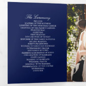 Elegante Marine Blauw & Wit bruiloft Drieluik Programma (Binnenzijde eerst)