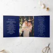 Elegante Marine Blauw & Wit bruiloft Drieluik Programma (Binnen)