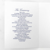 Elegante Marine Blauw & Wit bruiloft Drieluik Programma (Binnenzijde eerst)