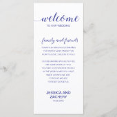 Elegante Marine Blauw Wit Dank u bruiloftsgasten Programmakaart (Voorkant)