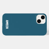Elegante Marine Blauw Wit Gepersonaliseerde Naam Case-Mate iPhone Case (Achterkant (horizontaal))