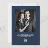Elegante Marine Blauw Wit Goud Border Wedding Kaart (Achterkant)