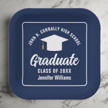 Elegante Marine Blauw Wit Graduation Party Square