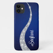 Elegante Marine blauw zilveren faux glitter Online Case-Mate iPhone Case (Achterkant)