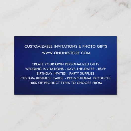 Elegante Marine blauw zilveren faux glitter Online Visitekaartje (Achterkant)