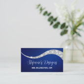 Elegante Marine blauw zilveren faux glitter Online Visitekaartje (Staand voorkant)