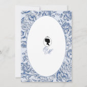 Elegante Marine Blauwe Bloemen Bridgerton bruiloft Kaart (Achterkant)