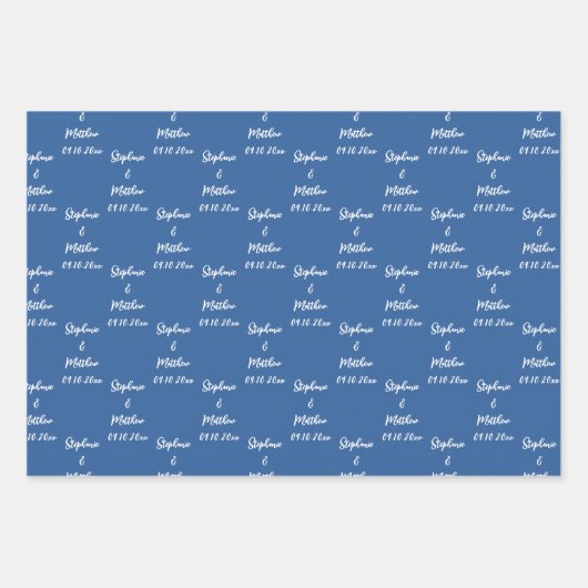 Elegante marine blauwe bruid bruidegom namen bruil inpakpapier vel (Voorkant 2)