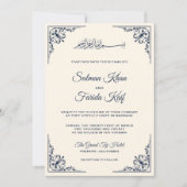 Elegante Marine Blauwe Crème Islamitische Moslim b Kaart (Voorkant)