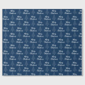 Elegante Marine Blauwe Kerstboom Vrolijk Kerstfees Cadeaupapier (Vlak)