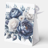 Elegante Marine Blauwe pioenen & witte rozen bruil Bedankdoosjes (Achterkant)