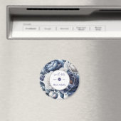 Elegante Marine Blauwe pioenen & witte rozen bruil Magneet (Insitu (Vaatwasser))