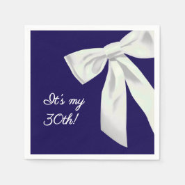 Elegante Marine Blauwe Verjaardag met Witte Boog Servet