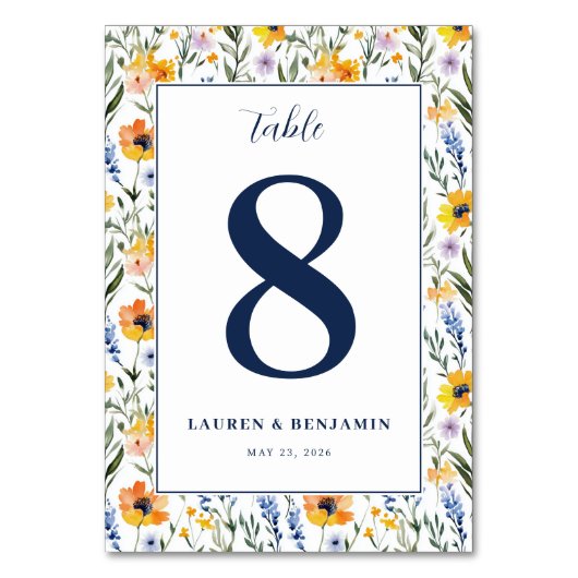 Elegante marine bloemenprint kaart (Voorkant)