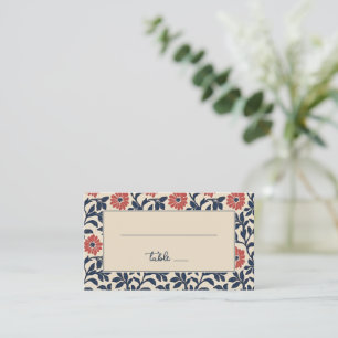 Elegante marine bloemenprint plaatskaartje