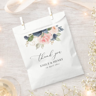 Elegante marine blos bloemenbruiloft bedankt bedankzakje