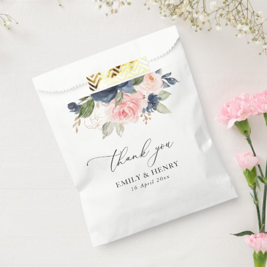 Elegante marine blos bloemenbruiloft bedankt bedankzakje (Gezegeld)