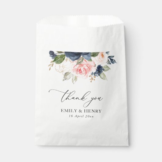 Elegante marine blos bloemenbruiloft bedankt bedankzakje (Voorkant)