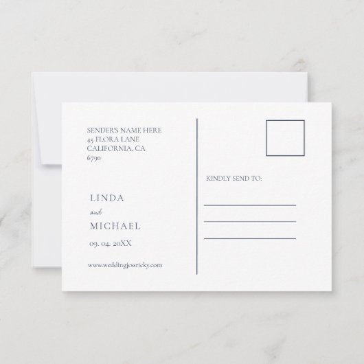 Elegante Marine botanische kam monogram bruiloft O Save The Date (Achterkant)