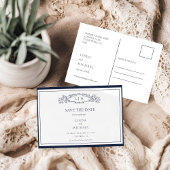 Elegante Marine botanische kam monogram bruiloft O Save The Date