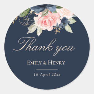 Elegante marine bruiloft dank u sticker