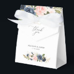 Elegante marine en blos bloemenbruiloftsgunstbox bedankdoosjes<br><div class="desc">Elegante handgeschilderde marineblauw en roze waterverf. De tekst en kleuren kunnen worden gewijzigd om te passen bij uw trouwthema.</div>