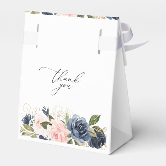 Elegante marine en blos bloemenbruiloftsgunstbox bedankdoosjes (Achterkant)