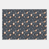 Elegante marine en bruine bosrijke winterdieren inpakpapier vel (Voorkant 3)