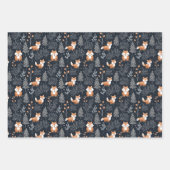 Elegante marine en bruine bosrijke winterdieren inpakpapier vel (Voorkant 2)