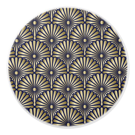 Elegante Marine en Gouden Art Deco Lade Knoppen - (Voorkant)