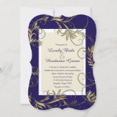 Elegante marine en gouden bruiloft uitnodigingen (Voorkant)