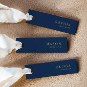 Elegante Marine en Gouden Trouwnaam Plaatskaarten