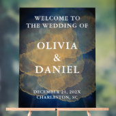 Elegante marine en gouden winter bruiloft welkom acryl bord (Neutraal)