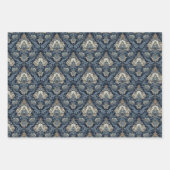 Elegante marine en ivoor damast jacquard patroon inpakpapier vel (Voorkant 3)