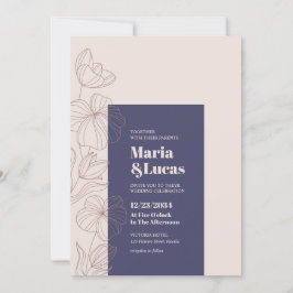 Elegante marine en ivoor vet typografie bruiloft kaart