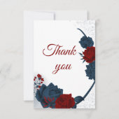 elegante marine en rode bloemen botanisch bedankkaart (Voorkant)