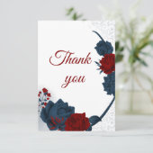 elegante marine en rode bloemen botanisch bedankkaart (Staand voorkant)