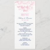 Elegante marine en roze Floral Peony bruiloft Menu (Voorkant)