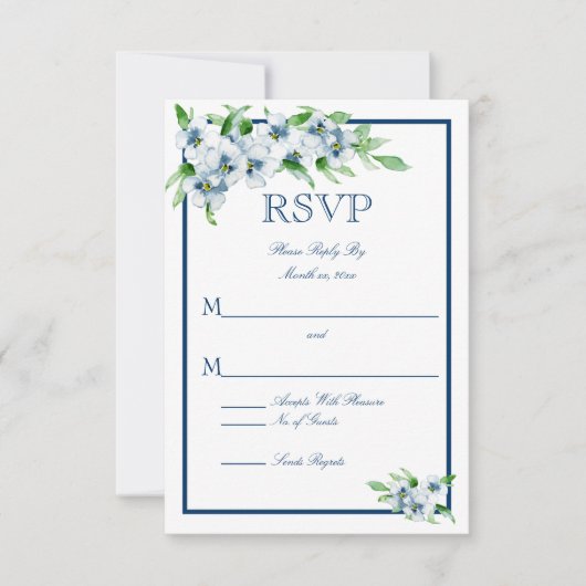 Elegante marine en wit, bruiloft RSVP (Voorkant)