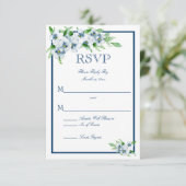 Elegante marine en wit, bruiloft RSVP (Staand voorkant)