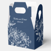 Elegante marine en witte bloemen bedankdoosjes (Geopend)