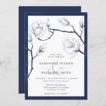 Elegante marine en witte bloemen bruiloft