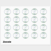 Elegante marine en witte bloemen, bruiloft ronde sticker (Vel)