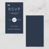 Elegante marine en witte bruiloft website rsvp ins visitekaartje (Voorkant / Achterkant)