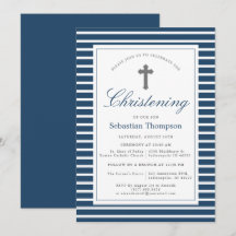 Elegante marine en witte strepen doopsel
